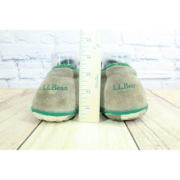 LL Bean Gray Suede Fleece Lined Mountain Moccasin Slippers Slip-On Size 11 M - Picture 6 of 9